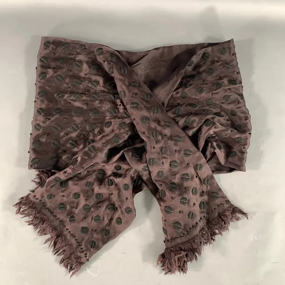 DRIES VAN NOTEN Brown Black Embroidered Silk Scarves